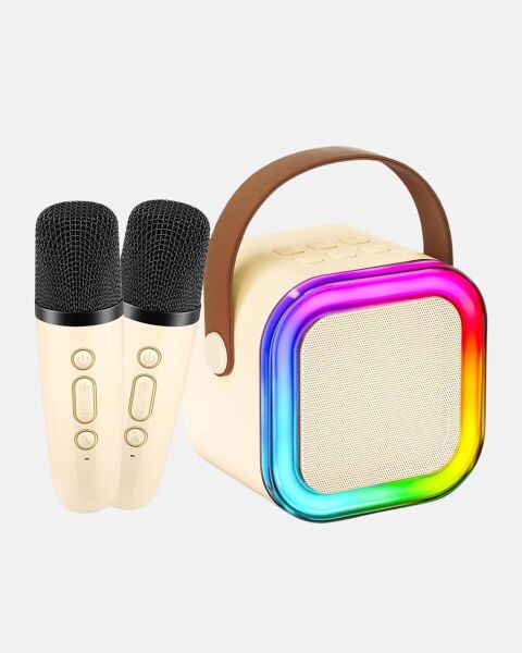 Karaoke Hoparlör Taşınabilir Çift Mikrofonlu ve LED Işıklı Bluetooth 5.0