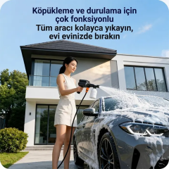 EZERE TurboWash Şarjlı 60 Bar Yüksek Basınçlı Oto Araba Bahçe Yıkama ve Temizleme Tabancası Makinesi-(5775)
