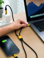 3'lü Şarj Kablosu Hızlı Şarj Destekli Dayanıklı Örgü USB Kablo