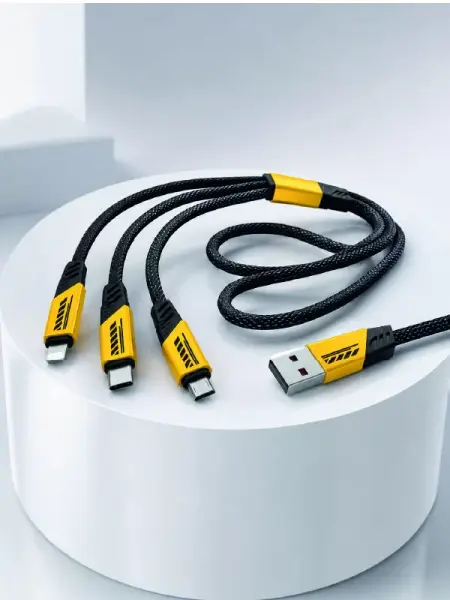 240W Çoklu Şarj Kablosu Type-C Lightning Micro USB Örgü Kablo
