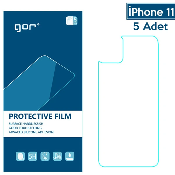 GOR İPhone 11 6.1 Çizilmez Arka Koruyucu Jelatin 5 Adet Set-(5775)