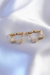 Gold Renk Zirkon Taşlı Yıldız Model Kadın Küpe 5886