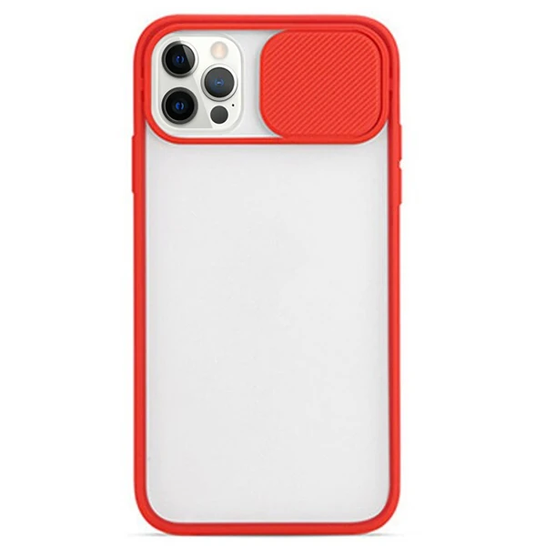 Ally İPhone 12 Pro 6.1 Kamera koruyucu Sürgülü Şeffaf Kılıf-(5775)