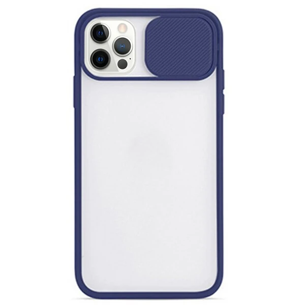 Ally İPhone 12 Pro 6.1 Kamera koruyucu Sürgülü Şeffaf Kılıf-(5775)