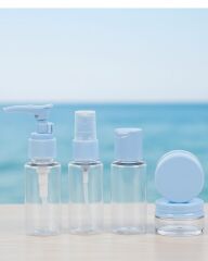 5’li Seyahat Dolum Şişe Seti 30 ml Şeffaf Taşıma Çantalı