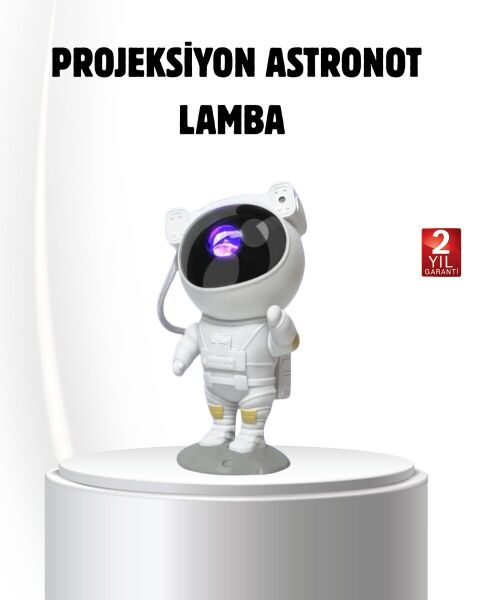 Bluetooth Müzikli Astronot Projeksiyon Lambası Yıldız ve Ay Efektli