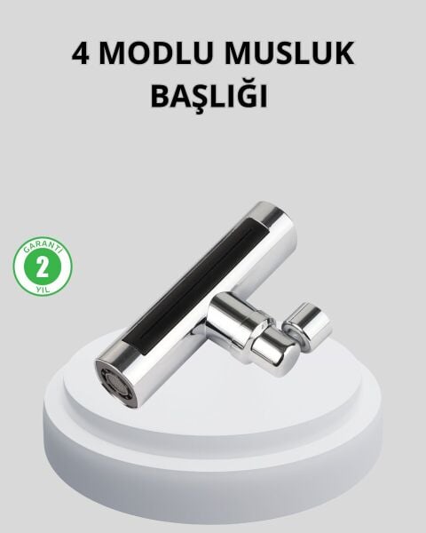 360° Dönebilen Musluk Başlığı 4 Fonksiyonlu Su Tasarruflu ve Dayanıklı