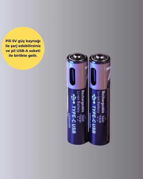 USB Type-C Şarjlı AAA Lityum Pil | 1.5V Sabit Voltaj 1000+ Şarj Döngüsü ile Uzun Ömür