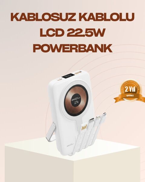 Manyetik Kablosuz Powerbank 22.5W Hızlı Şarj LCD Ekranlı