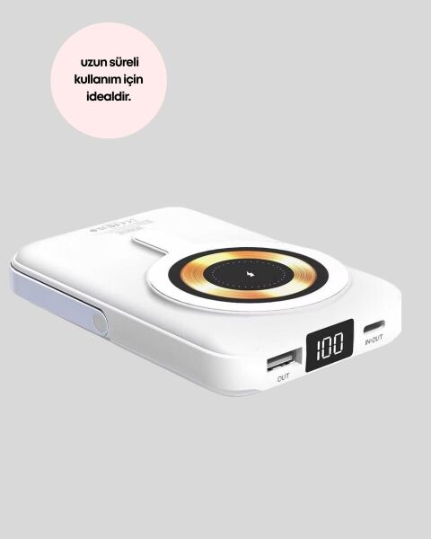 Manyetik Kablosuz Powerbank 22.5W Hızlı Şarj LCD Ekranlı