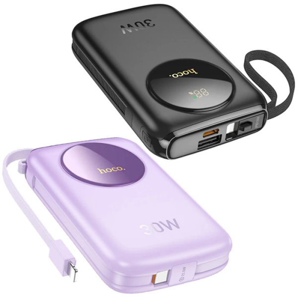 HOCO Q19 Lucky 10000mAh 30W Dijital Göstergeli Kablolu Powerbank-(5775)