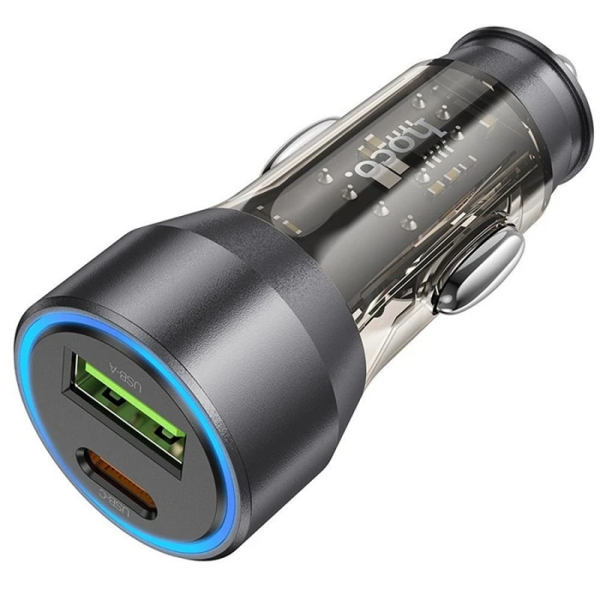 HOCO NZ12A Action PD43W USB + Type-C Hızlı Şarj Araç Çakmaklı Şarj Aleti-(5775)