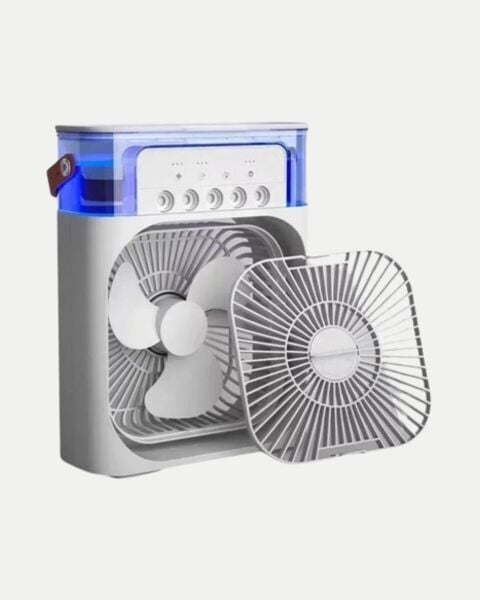 3’ü 1 Arada Mini Klima Fan USB Şarjlı 7 Renk Gece Lambalı ve Nemlendirici