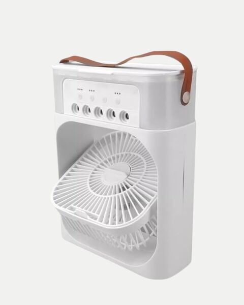 3’ü 1 Arada Mini Klima Fan USB Şarjlı 7 Renk Gece Lambalı ve Nemlendirici