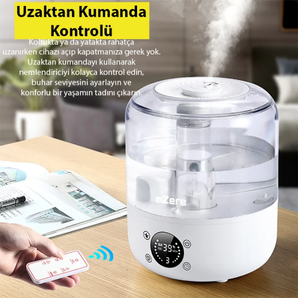 Ezere TH-413 Akıllı Dijital Hava Nemlendirici | 3L Kapasite Dokunmatik Panel Uzaktan Kumanda Sessiz Çalışma-(5775)