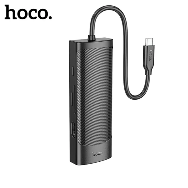 Hoco HB44 Type-C to HDMI + RJ45 + 100Mbps + SD/TF + USB3.0 + USB2.0 PD + 4K 30Hz Hub-(5775)