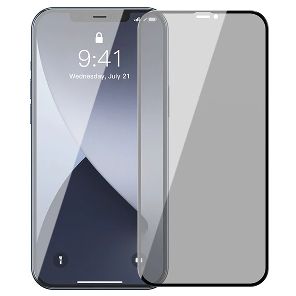 Baseus İPhone 12 mini Ekran Koruyucu 023mm Anti Spy Çerçeveli Tempered Cam Ekran Koruyucu 2 Adet Se-(5775)
