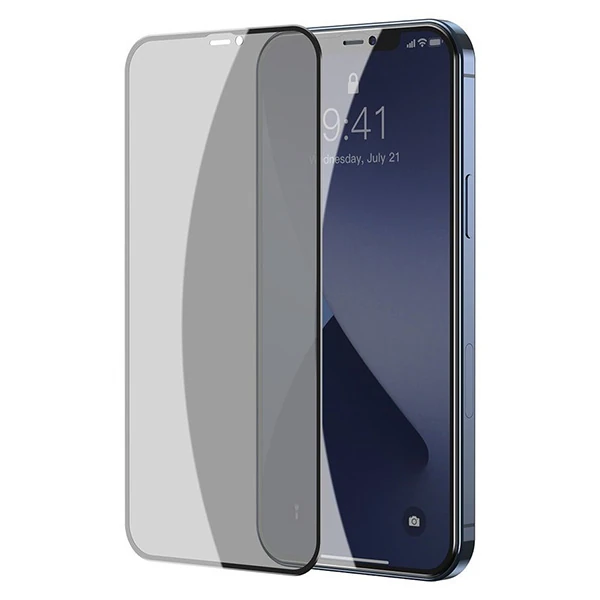 Baseus İPhone 12 mini Ekran Koruyucu 023mm Anti Spy Çerçeveli Tempered Cam Ekran Koruyucu 2 Adet Se-(5775)