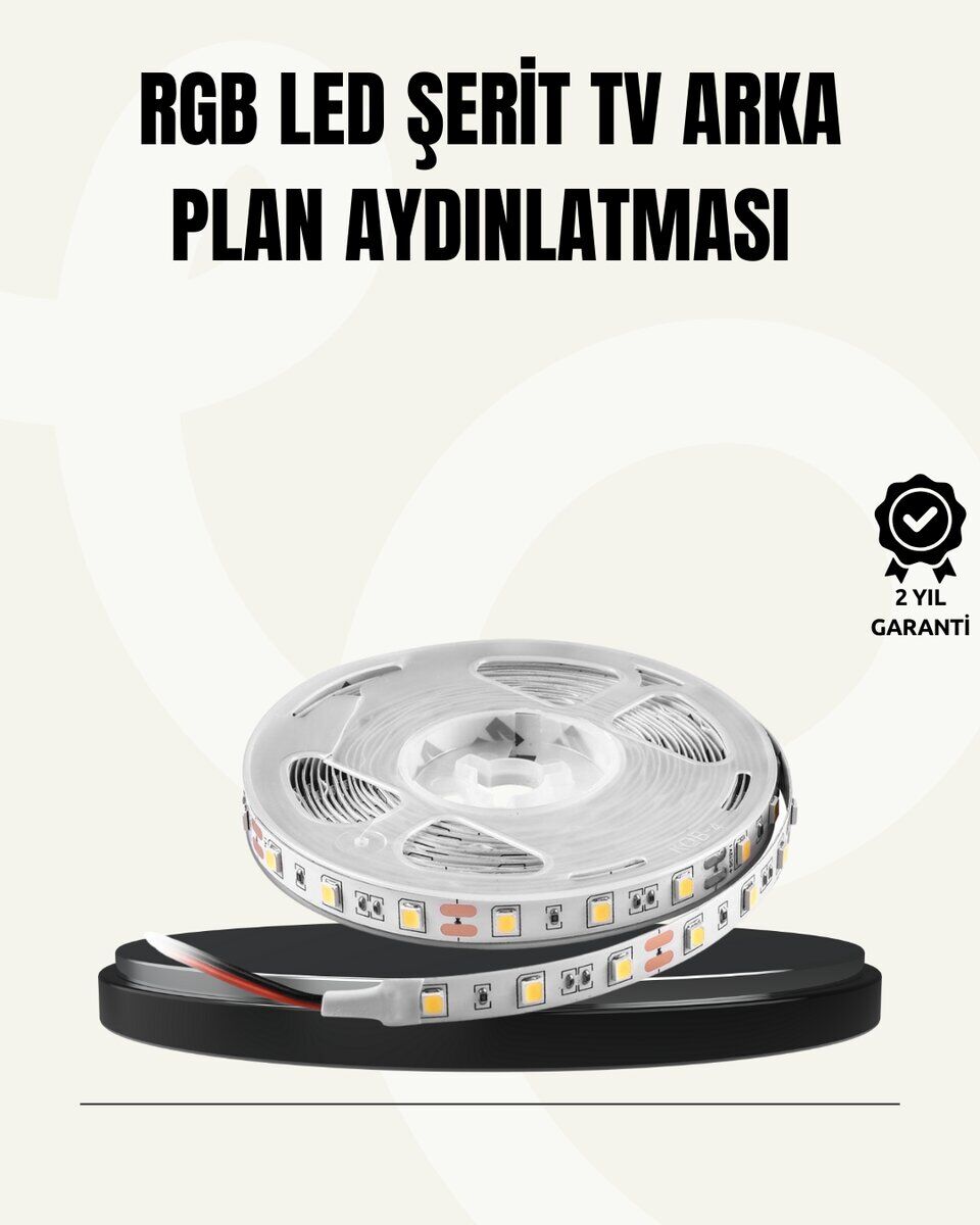 TV Arkası LED Şerit Işık Otomatik Açma Kapama Özellikli 2mt