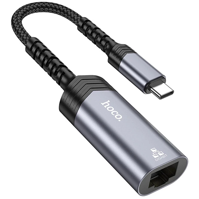 Hoco UA26 Type-c OTG RJ45 İnternet Adaptörü Dönüştürücü 1000 Mbps-(5775)