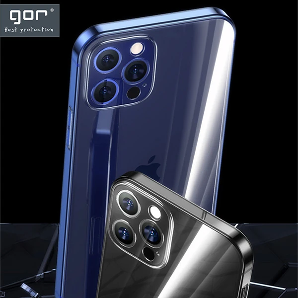 Gor İPhone 12 Pro Max 6.7 İnch Kılıf Kamera Korumalı Şeffaf Silikon Kılıf-(5775)