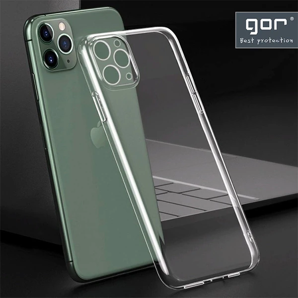 GOR İPhone 12 Pro 6.1 inch Kılıf Kamera Korumalı Şeffaf Silikon Kılıf-(5775)
