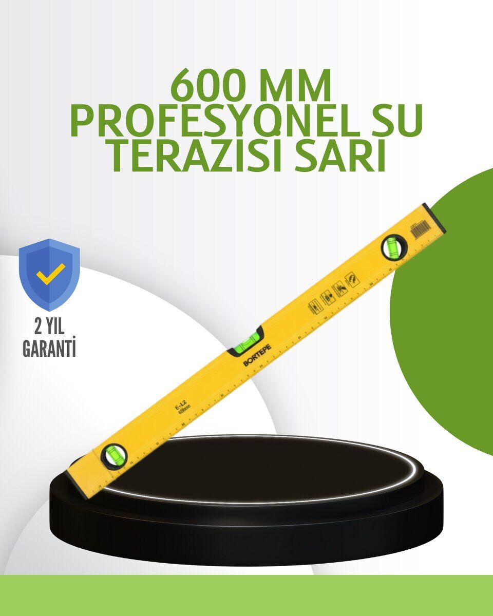 Hassas Ölçüm Sağlayan 600 mm Sarı Su Terazisi