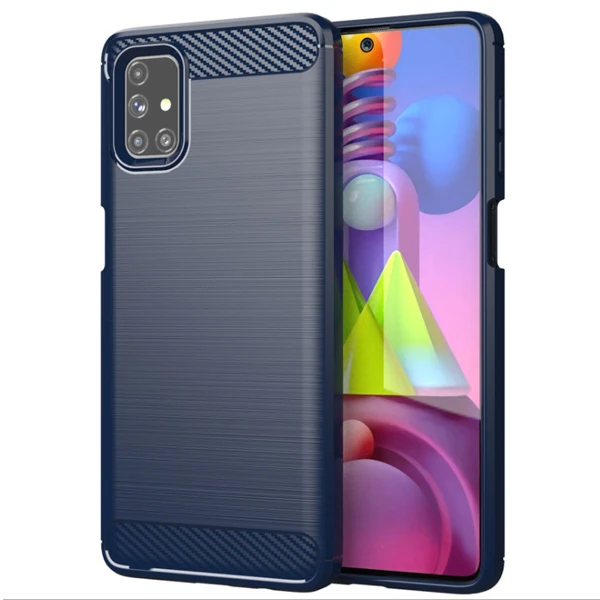 ALLY Samsung Galaxy M51 Brushed Carbon Fiber Silikon Kılıf-(5775)