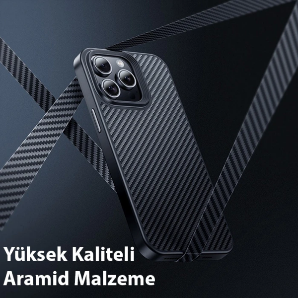 Hoco iPhone 15 Pro Max AS7 Kevlar Kılıf Manyetik Magsafeli Telefon Kılıfı-(5775)