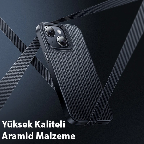 Hoco iPhone 15 Plus AS7 Kevlar Kılıf Manyetik Magsafeli Telefon Kılıfı-(5775)