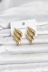 316L Çelik Gold Renk Motif Model Kadın Küpe 5886