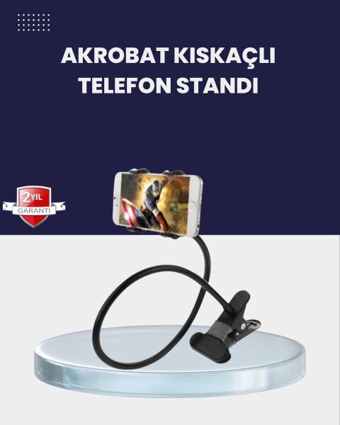 Güçlü Mandallı Akrobat Telefon Tutucu Masa Araç Uyumlu