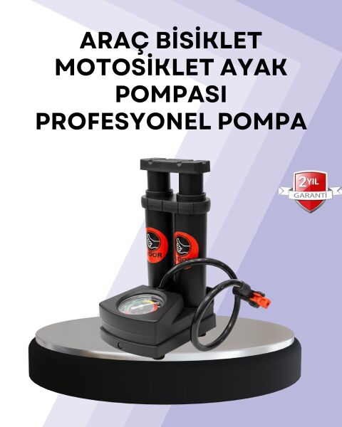 Basınç Saatli Ayak Pompası Bisiklet ve Araç Uyumlu