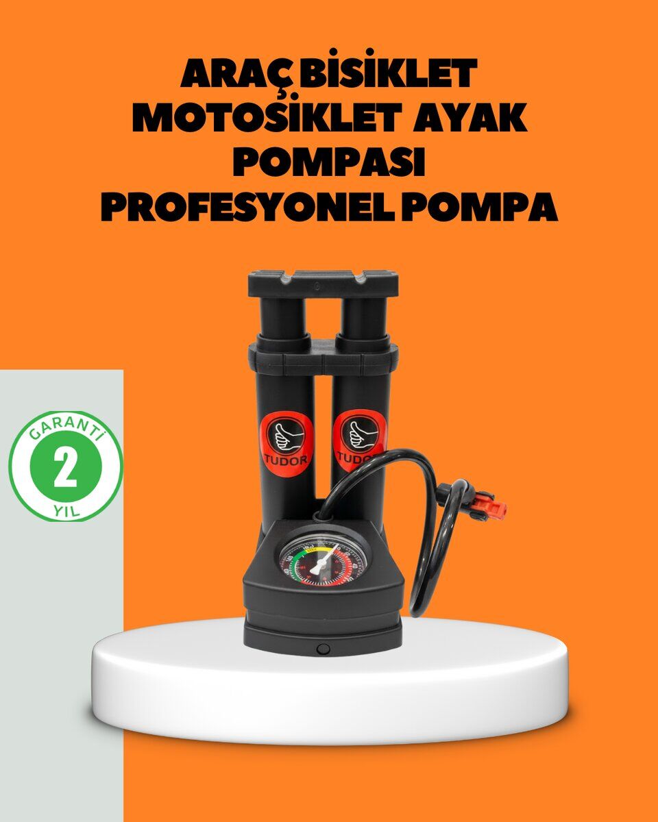 Ayaklı Bisiklet Pompası Basınç Göstergeli Çok Amaçlı