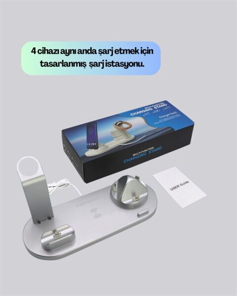iPhone Apple Watch ve AirPods ile Uyumlu 4'ü 1 Arada Şarj Ünitesi – Tüm Apple Cihazları Tek Noktada
