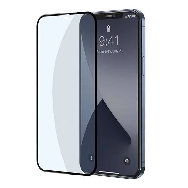 Baseus İPhone 12 Mini 5.4 0.3MM Full Anti Blue Light Tempered Cam Ekran Koruyucu 2Adet Set-(5775)