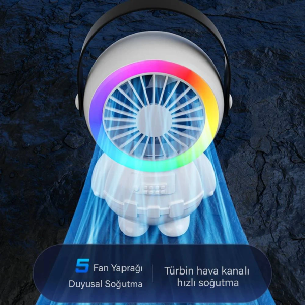 Ally Şarjlı Astronot Fan Vantilatör Taşınabilir El - Masa Üstü Vantilatör 1500mAh-(5775)