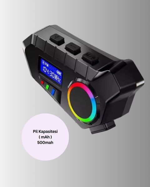Suya Dayanıklı Bluetooth  İnterkom 5.4 Hoparlör 500mAh Batarya ve FM Radyo Özellikli