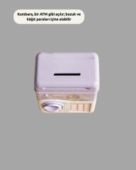 ATM Tasarımlı Şifreli Işıklı Çocuk Kumbarası Mor