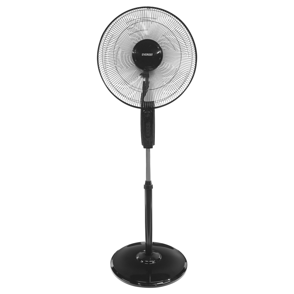 EVEREST FAN11 SİYAH CoolAir 3 Kademeli Hız 40cm 5 Kanat Pervane ve Çerçeve 45W Otomatik Salınım Yükseklik Ayarlı Vantilatör(1923)