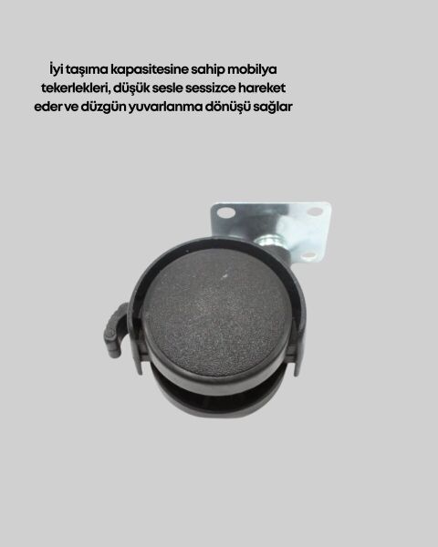 Dolap ve Raflar İçin 4 cm Kilitli Tekerlek Tekli