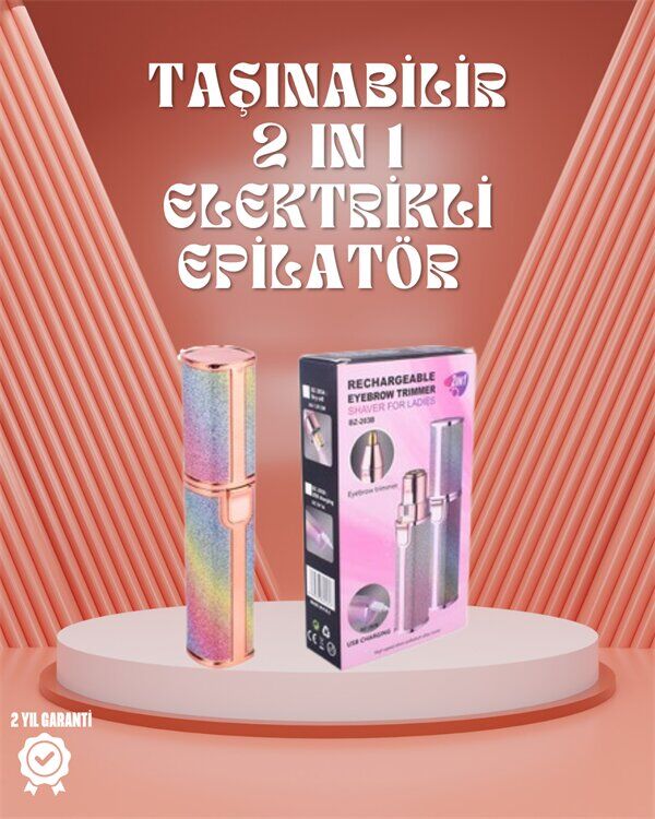 Paslanmaz Çelik Bıçaklı USB Epilatör – Kaş Üst Dudak ve Çene Tüy Temizleyici