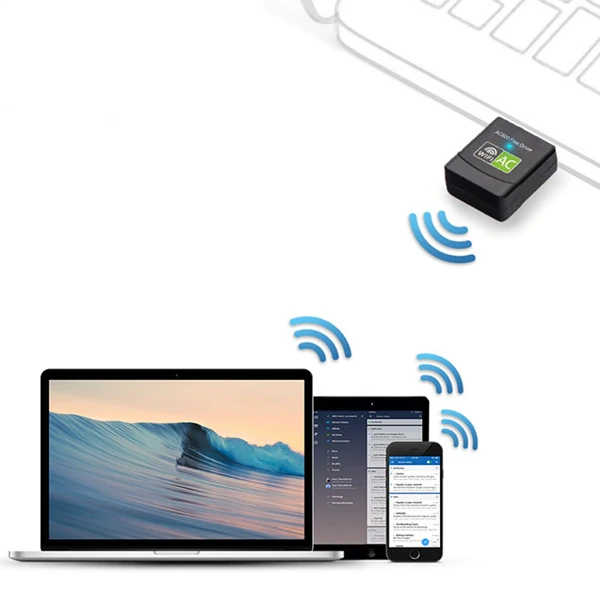 ALLY Çift Bant 600 Mbps 2.4 GHz +5 GHz USB Kablosuz Wifi Adaptör-(5775)