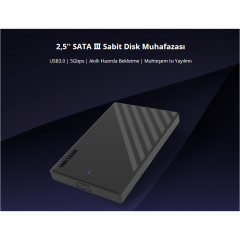 HIKSEMI HS-HUB-MHB201 USB3.0 25" Disk Kutusu. (SSD ve HDD Destekler 5Gbps Siyah Win Mac-OS Linux Android)(1923)
