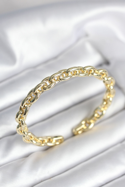 Zincir Model Gold Renk Pirinç Kadın Bileklik 5886