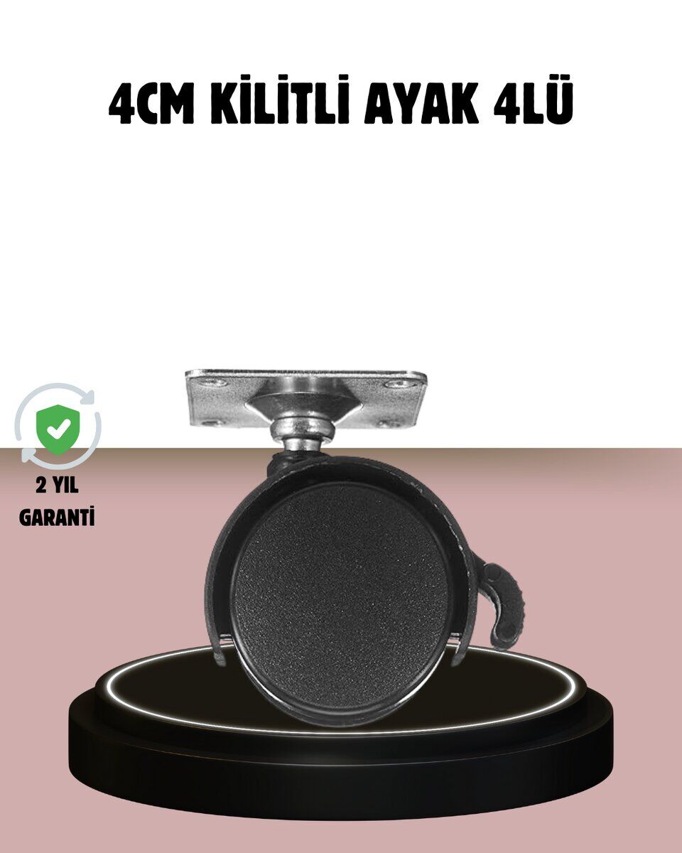 Kilitli 4 cm Tekerlek Ayak 4’lü Set Zemin Koruyucu