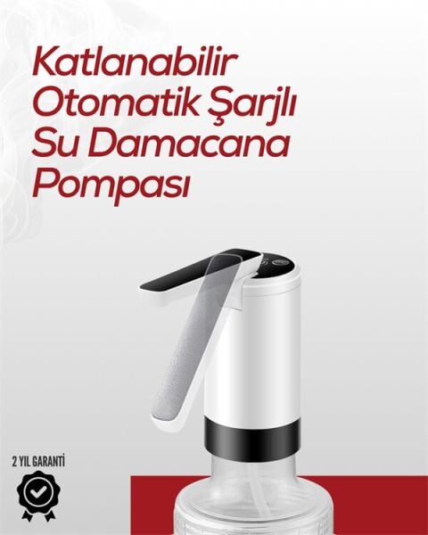 8000 mAh USB Şarjlı Su Pompası | Tek Tuşla Başlat/Durdur | Cam Damacana Uyumlu | Enerji Tasarruflu 4W Güç