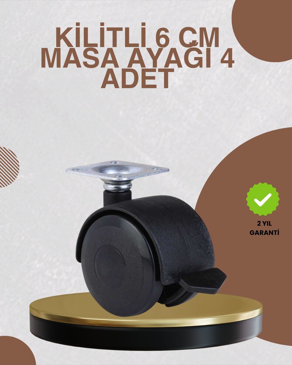 Kilitli Mobilya Ayağı 6 cm 4’lü Set Zemin Korumalı