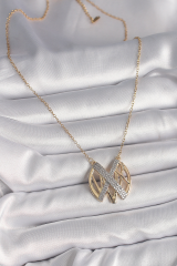 316L Çelik Gold Renk Zirkon Taşlı Vintage Model Kadın Kolye 5886