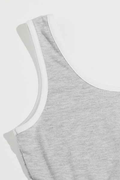 Kadın Gri Askılı Crop Top ve Şortlu Gecelik Takım H110559